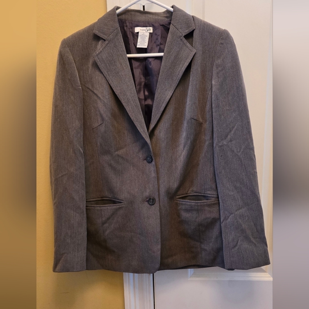 East 5th Womens Gray Blazer Elegant Suit Jacket Blazer Office